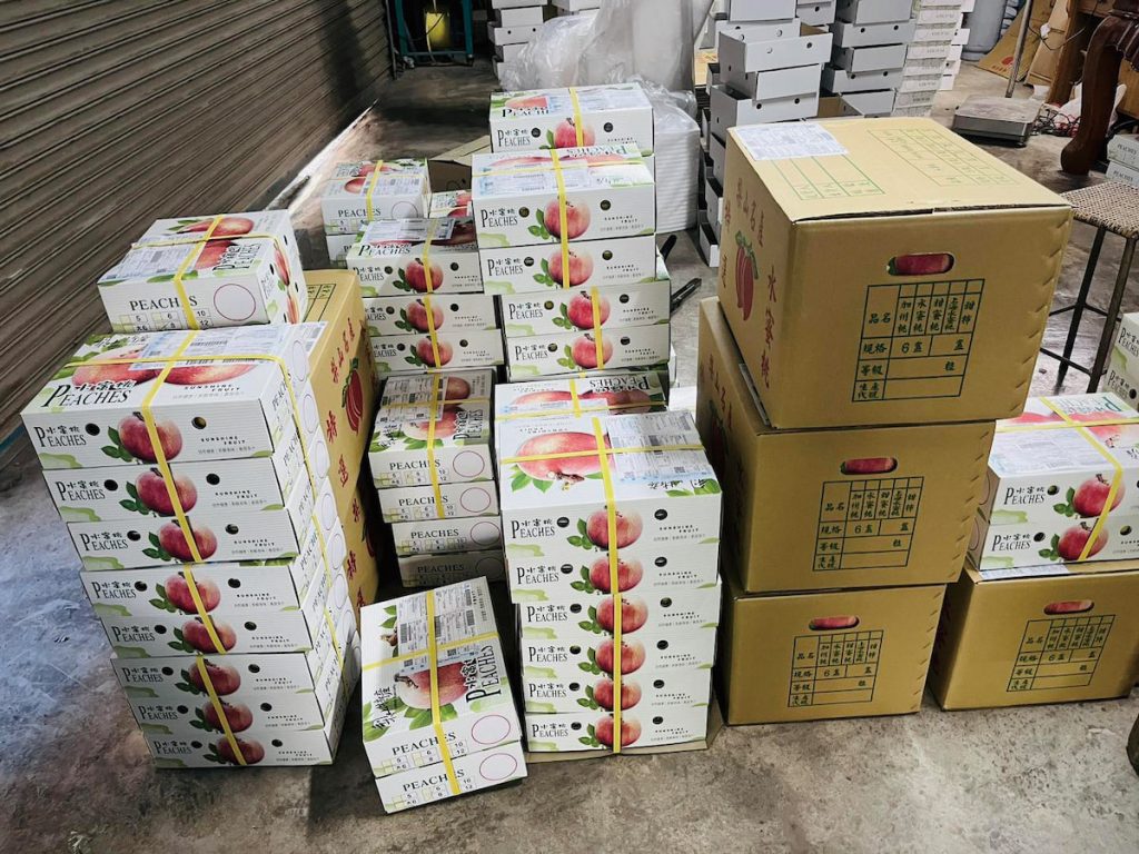 因自產自銷，蜜桃產季出貨期，是園內忙碌大事之一。