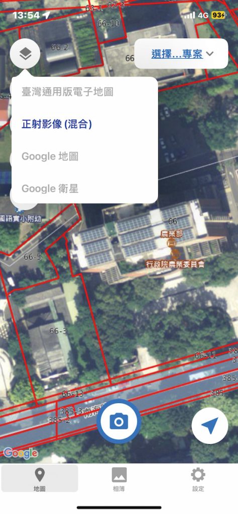 農產業天然災害現地調查APP的底圖介面。