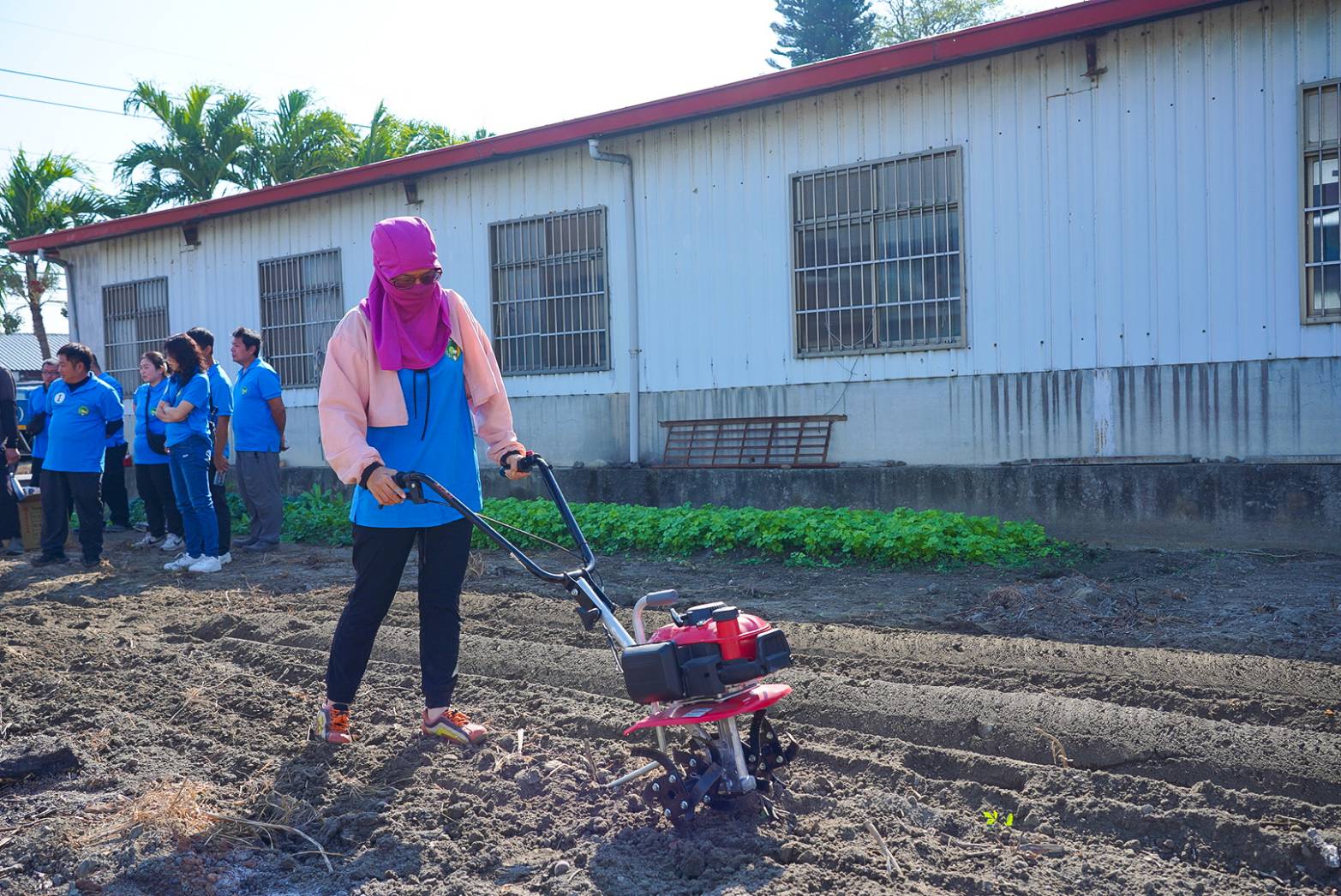 農友實際操作農機(吳尚鴻攝)