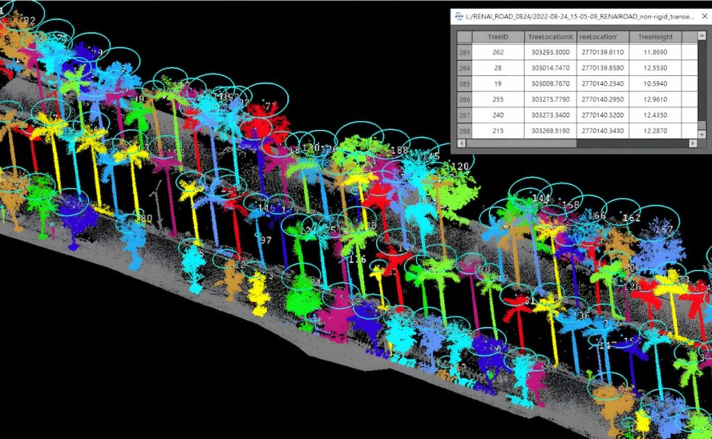 光達點雲資料可以呈現樹木與周遭環境的空間關係。