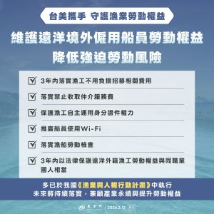 臺灣承諾未來將持續改進漁工權益。(圖片提供/農業部)