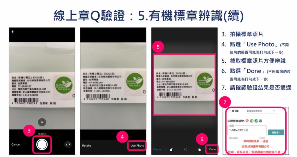 食材登錄平臺改善後,可直接拍照自動辨識標章。(圖片提供/王振興)